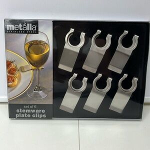 Met’alla Set Of 6 Stainless Steel Stemware Plate Clips